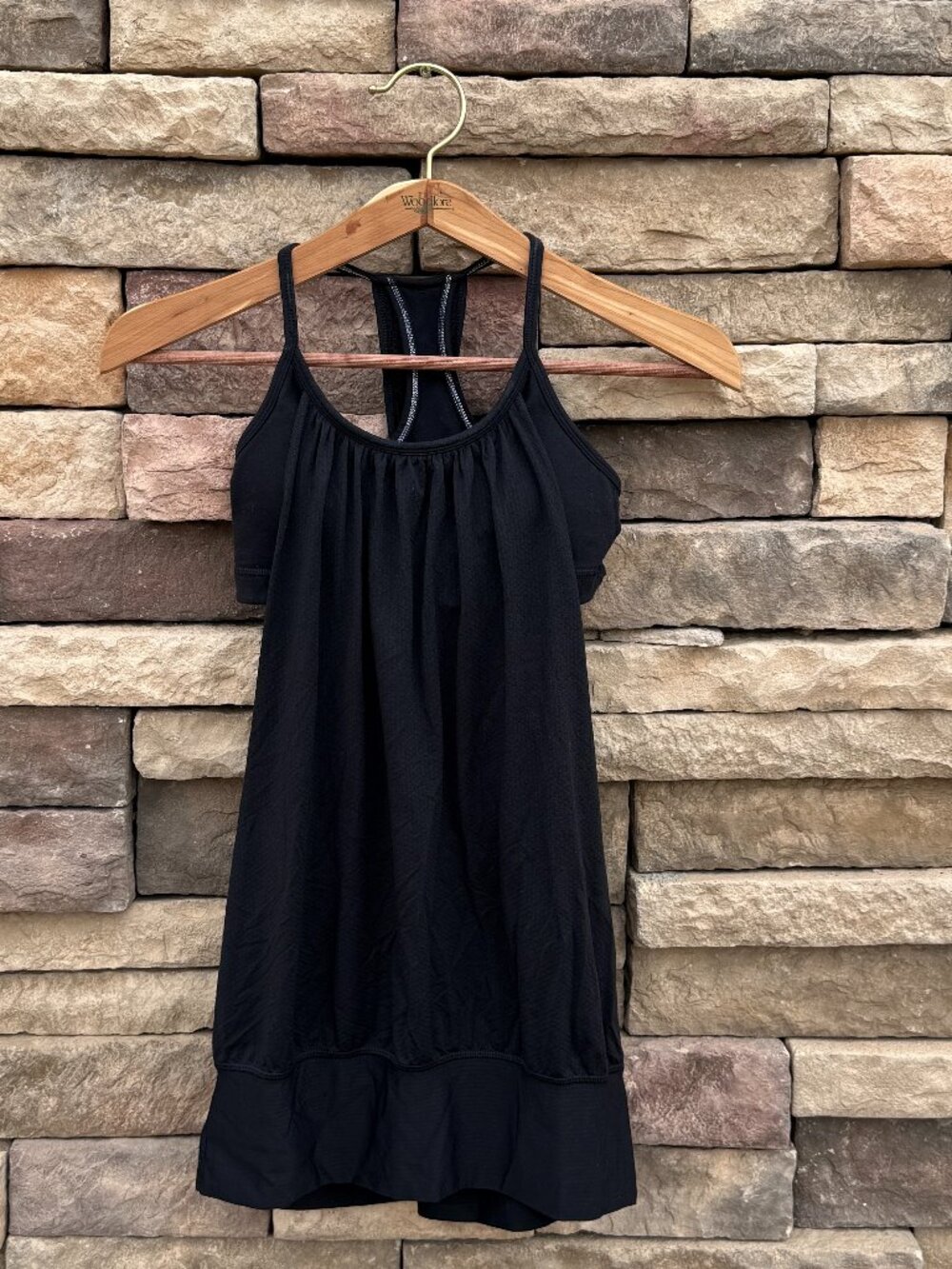 Lululemon Black Yoga Top with Built-In Sports Bra – Size 4